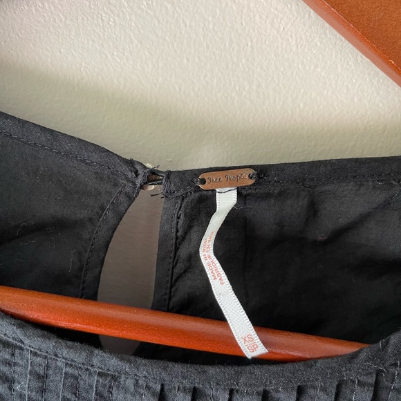 Free People Pavlo Embroidered Babydoll Tunic Mini Dress Black Floral Boho XS - Picture 7 of 12